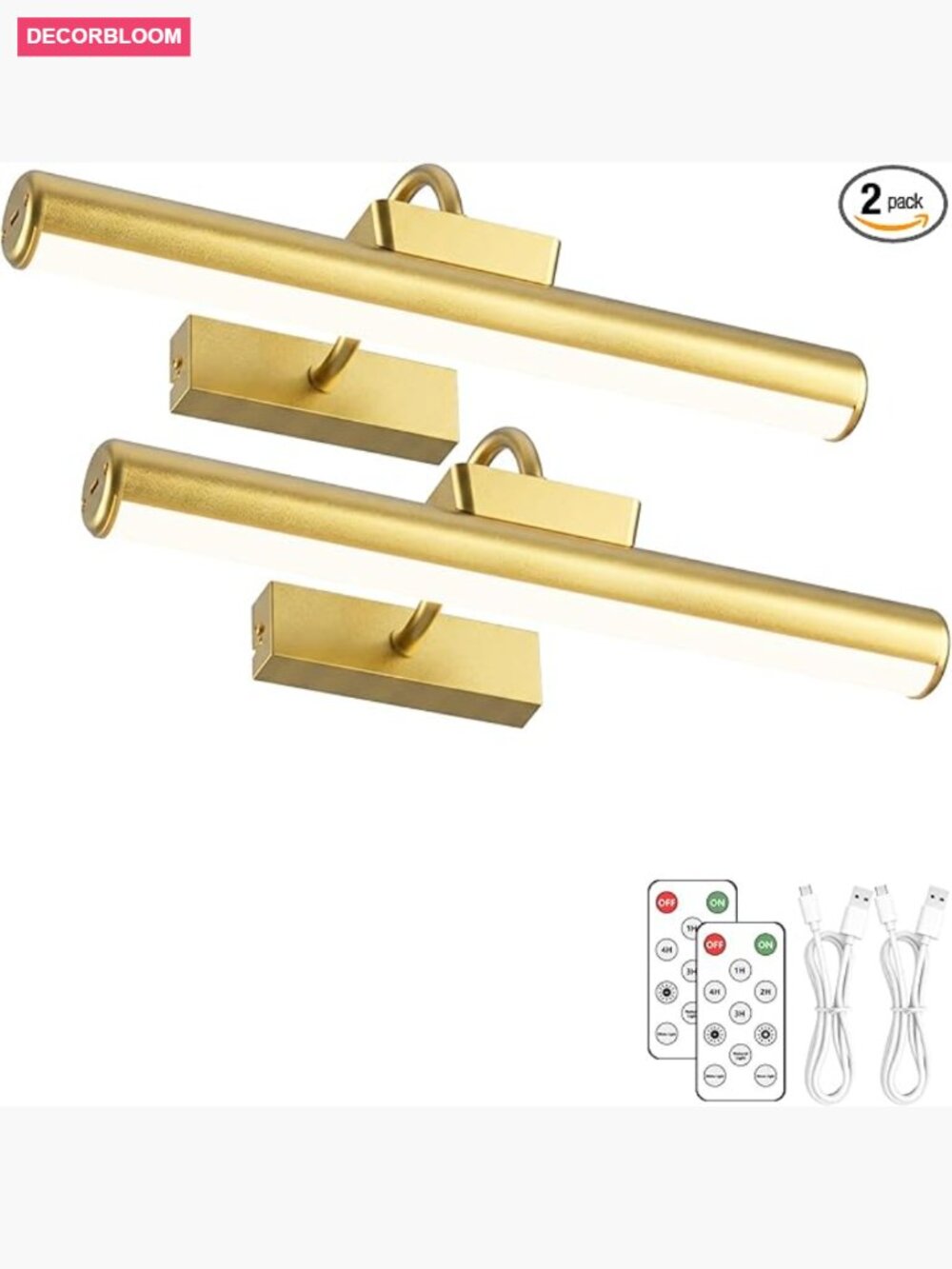 13in Rechargeable Wireless Picture Lights 2 Pack Dimmable Remote